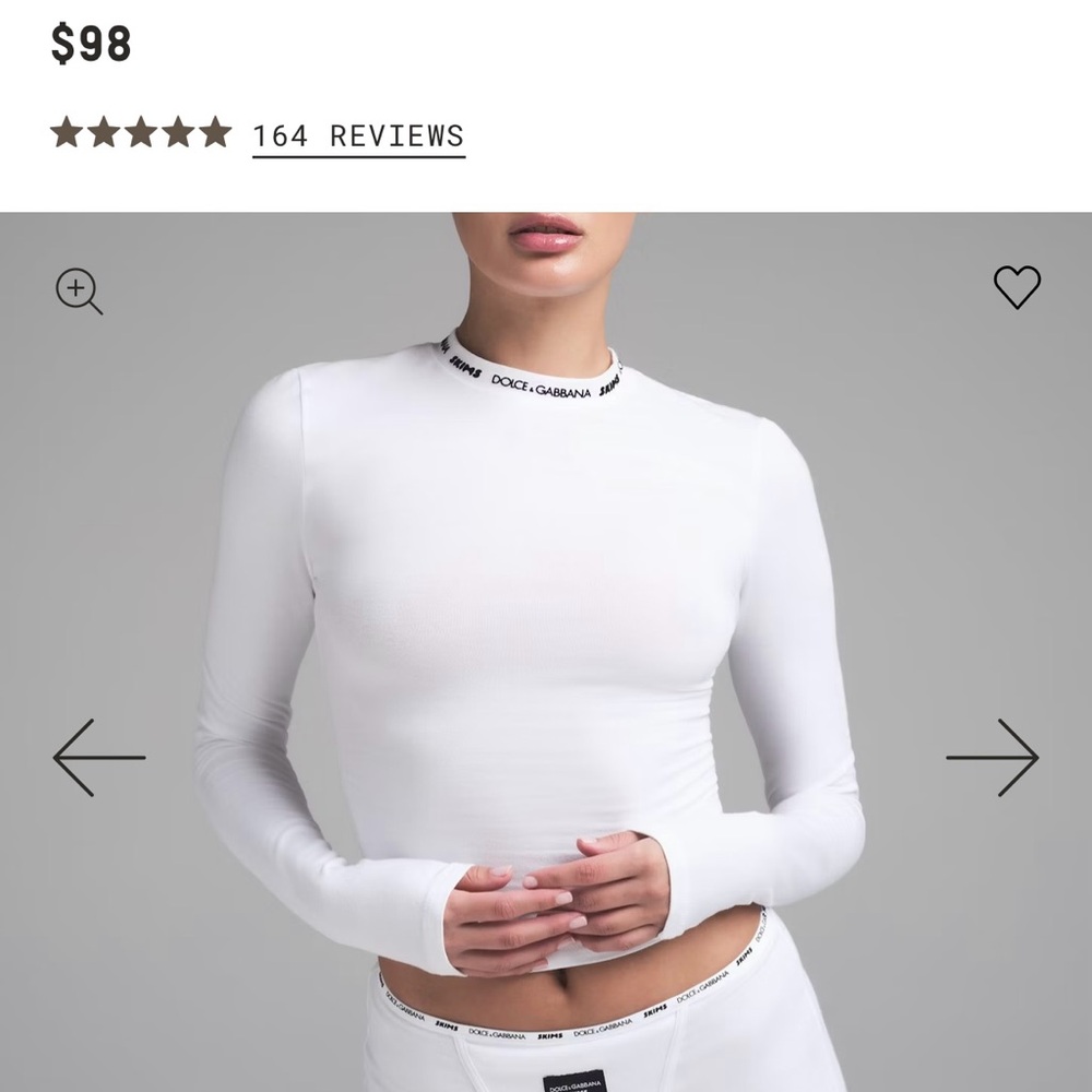 SKIMS White Fitted Long Sleeve Bodysuit